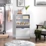 _Shoe cabinet with 2 flaps, shoe rack with additional compartment, shoe storage, shoe organizer, melamine coating, 60 x 24 x 102 cm, white Image 2