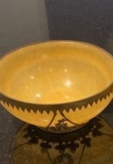 Pair of  beautiful Minnie Peters polished stone and  gilt metal matching dishes