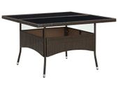 Outdoor Dining Table Brown Poly Rattan and Glass