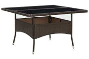 Outdoor Dining Table Brown Poly Rattan and Glass