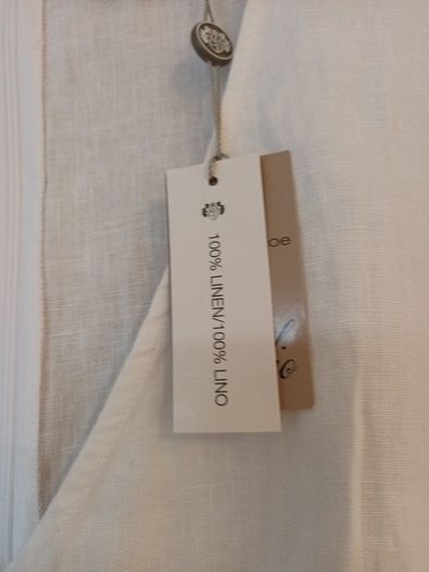 Paul Costelloe  Living White Linen Dress With 2 Hidden Side Pockets.  S.16.  B.N.W.T