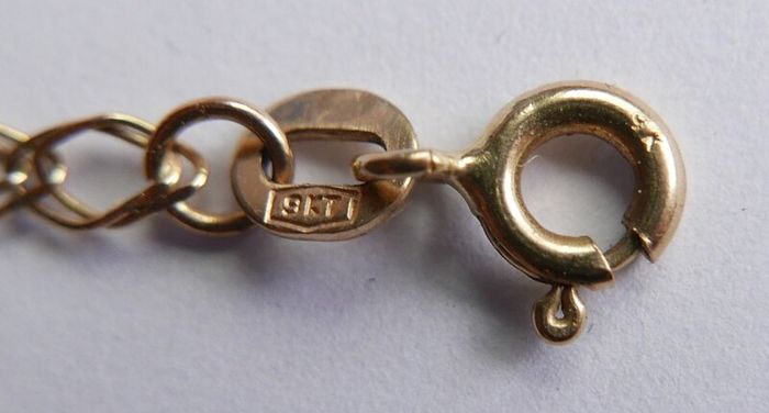 Vintage Solid 9ct Yellow Gold 375 Fancy Link Bracelet. Length 8" - 1,2g