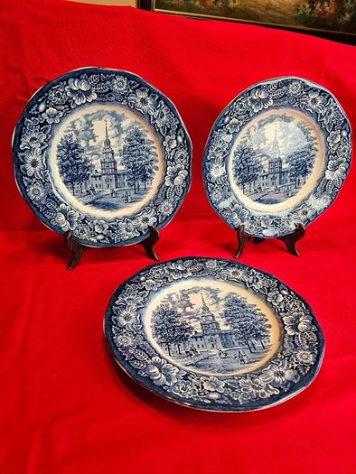 Liberty Blue Independence Hall - classic English transferware from the period of the Bicentennial of American independence