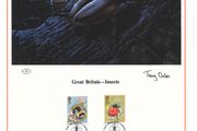1985 Great Britain Limited Edition Lithographed Print measuring 333mm X 257mm showing Insects Commemorative stamps with First Day of Issue Cancel