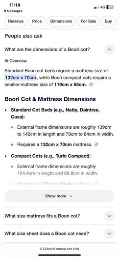 Large cot and toddler bed -boori brand Australia