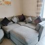 L shape sofa, pouffe and swivel chair Image 2