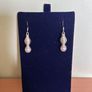 Pearl/ silver tone necklace and earrings jewelley set Image 2