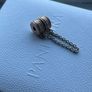 Pandora Rose Logo Safety Chain With Clear Cubic Zirconia, Silicone Grip And Silver Chain Image 2