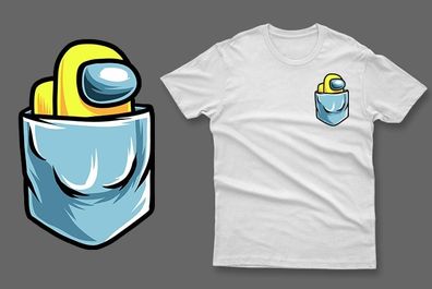 Yellow impostor in the pocket among us t-shirt imposter among us t-shirt impostor t-shirt