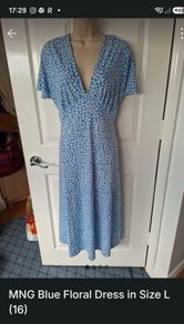 MNG Blue & White Floral  Dress Size 16