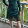 Sequined Fringed Emerald Green Party Dress Image 3