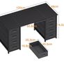 Computer Desk with 8 Fabric Drawers, Office Desk with Storage  120 x 48 cm Black Home Office Desk, PC Study Desk for Bedroom and Living Room Compact Work Table with More Storage Space Image 3