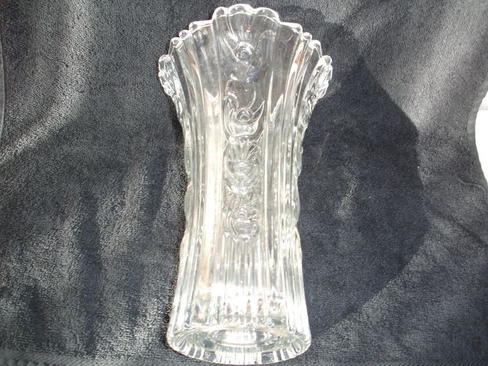 Elena Borgonovo Tall/Heavy Clear Glass Vase Italy 10 inches