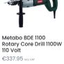 Metabo Core Drill 110V Image 2