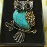 Silver Turquoise stone Owl Pendant Image 2