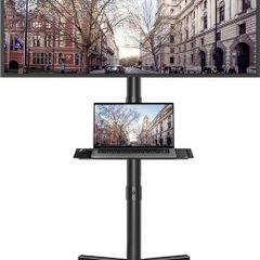 Mobile TV Stand on Wheels, Rolling TV Cart with Media Shelf, TV Mount Stand with Tilt, 2 Level Height Adjustable Low Profile Design for 23 60in LED/LCD/OLED TVs, Holds 25kg, Max VESA 400x400mm
