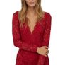 H&M red lace long sleeve V-neck mini dress size UK 10 Image 6
