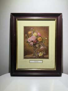 Vintage Framed Albert Williams Print "Vase of Roses" Floral Still Life.