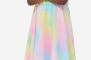 H&amp;M multicoloured tie die asymmetrical chiffon summer dress Size 18-24 months EUC