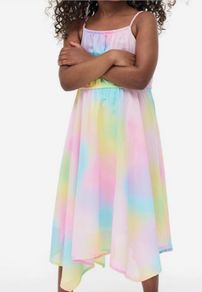 H&M multicoloured tie die asymmetrical chiffon summer dress Size 18-24 months EUC