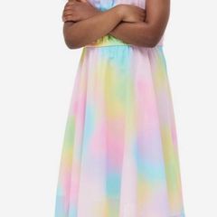 H&M multicoloured tie die asymmetrical chiffon summer dress Size 18-24 months EUC