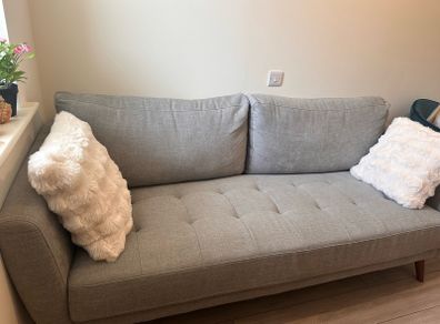 Grey Fabric 3 Seater Sofa