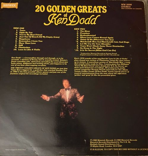Ken Dodd 20 Golden Greats LP 1980 UK Warwick Vinyl