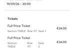 Emma Doran 4 x tickets Saturday 19 Sept