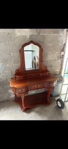 Vintage Solid Wood Dressing Table Vanity with Mirror