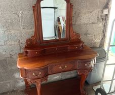 Vintage Solid Wood Dressing Table Vanity with Mirror