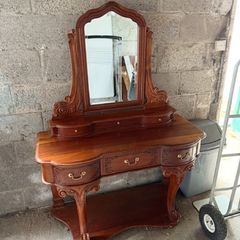 Vintage Solid Wood Dressing Table Vanity with Mirror