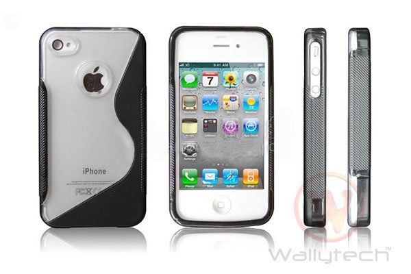 Cover for iPhone 4 4S + Free Screen Protecor Protective Case S-Line Soft Gel Silicone