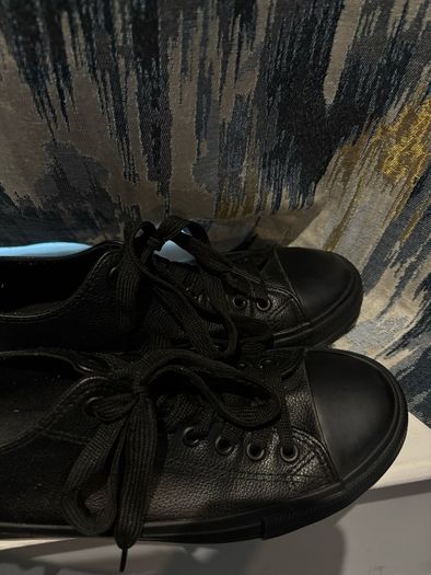 Black Primark Leather-Look Trainers / Sneakers - Size UK 6 / EUR 39 (Worn Once)