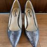 Metallic snake print embossed leather pointed heels size 38 in good condition Image 2