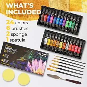 Acrylic paint Set 24 X 22ml Perfect for Canvas, Wood, Ceramic, Rock, Fabric & Crafts. Non-Toxic, Quick Dry & Vibrant Colours. Rich Pigments, Lasting Quality-Great for Beginners & Professionals (FREE POSTAGE)