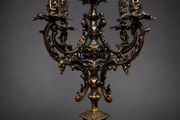 Striking Gothic Medieval-Style 5 Branch Bronze Antique Candelabra