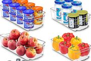 Premium Organiser Storage - Set of 8 Storage Bins (4 Large, 4 Small) Multipurpose Fridge, Pantry &amp; Kitchen Storage, Organiser (MULTIPLE COLOURS)