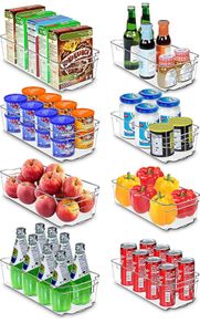 Premium Organiser Storage - Set of 8 Storage Bins (4 Large, 4 Small) Multipurpose Fridge, Pantry & Kitchen Storage, Organiser (MULTIPLE COLOURS)