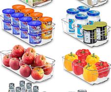 Premium Organiser Storage - Set of 8 Storage Bins (4 Large, 4 Small) Multipurpose Fridge, Pantry & Kitchen Storage, Organiser (MULTIPLE COLOURS)