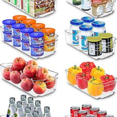 Premium Organiser Storage - Set of 8 Storage Bins (4 Large, 4 Small) Multipurpose Fridge, Pantry & Kitchen Storage, Organiser (MULTIPLE COLOURS)