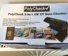 Polycheck Bank Note Checker. 9 Watts Ultra Violet Bank Note Checker.