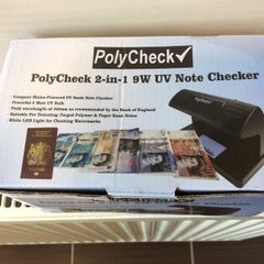 Polycheck Bank Note Checker. 9 Watts Ultra Violet Bank Note Checker.
