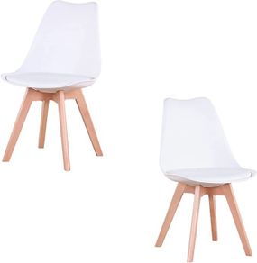Set of 2 Scandinavian Dining Chairs white
