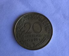 Old French coin - 20 Centimes 1963