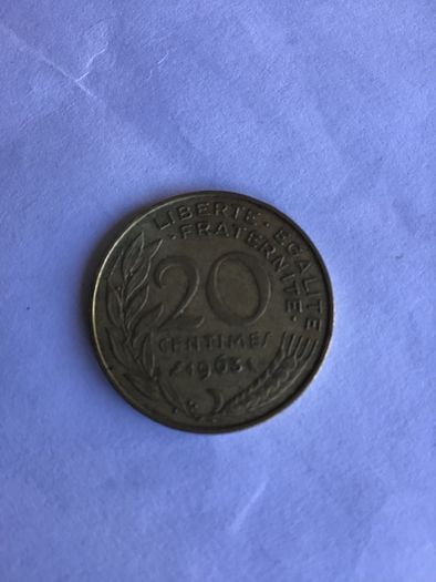 Old French coin - 20 Centimes 1963