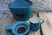 Blue enamel, toys, Danish, Glud and Marstrand, enamel ware