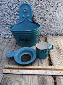 Blue enamel, toys, Danish, Glud and Marstrand, enamel ware