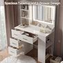 Dressing Table with Mirror and Stool: Vanity Desk with Mirror and Drawers, Open Shelves, White Vanity Dressing Table for Bedroom with Led Light, 3 Color Light & Adjustable Brightness Image 5