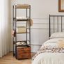 Bookcase, 5-Tier Industrial bookshelf with Fabric Cloth drawers, Free Standing Shelf for Living Room Image 5
