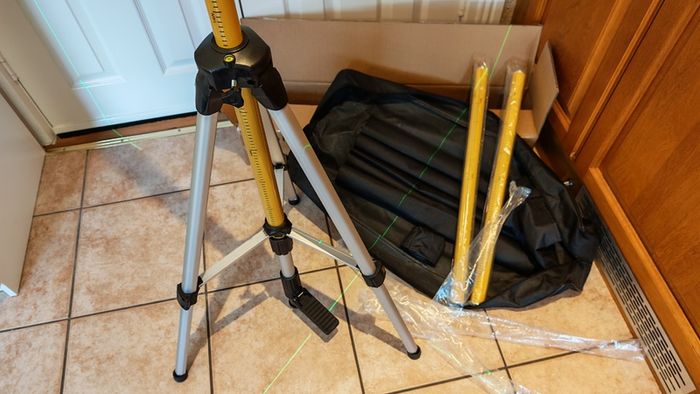 12 Ft./3.7m Laser Level Tripod Telescoping Pole with 1/4-Inch by 20-Inch Laser Mount for Rotary Included Rod & 5/8"-11 Adapter